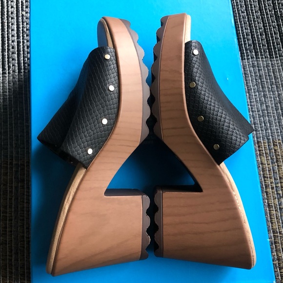 New Dr Scholls Wake Up Sandals platforms slides clogs black tan light shoes 7.5 - Picture 4 of 16